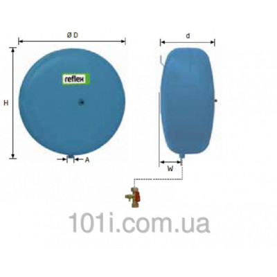 Гидроаккумулятор вертикальный Reflex Refix C-DE 7270900 8L C-DE (синий) 10 бар (мембрана не сменная)