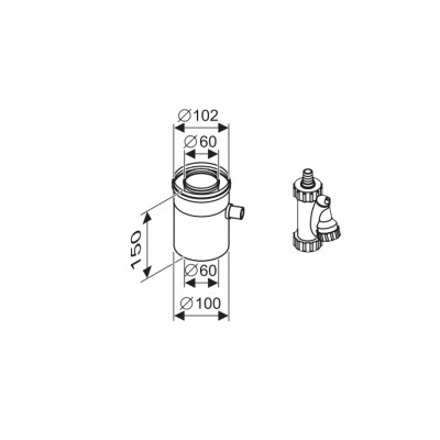 Buderus Отвод для конденсата коаксиальный / вертикальный, Ф 60/100 (7716995089)