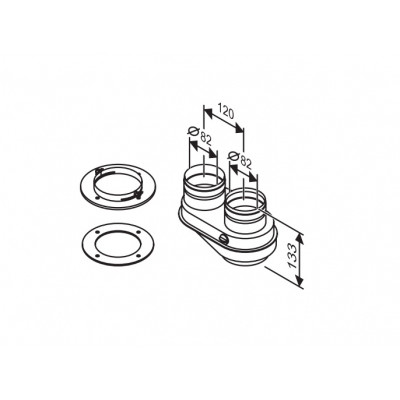Buderus Адаптер для подключения раздельной системы дымоходов для подключения Ф 80/80 к Ф 60/100 Buderus (7736995095)