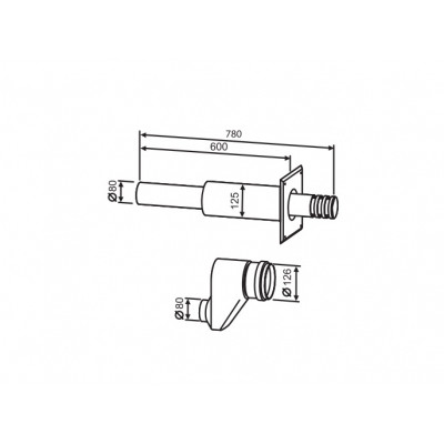 Buderus Горизонтальный двухтрубный комплект 780 мм, Ф 80/80 Buderus (7736995097)