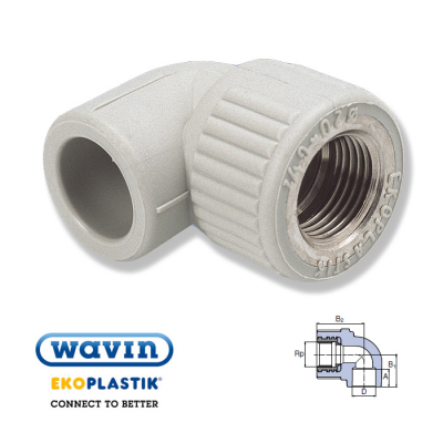 Wavin Ekoplastik Полипропиленовый угол 90*с МРВ20x3/4 R