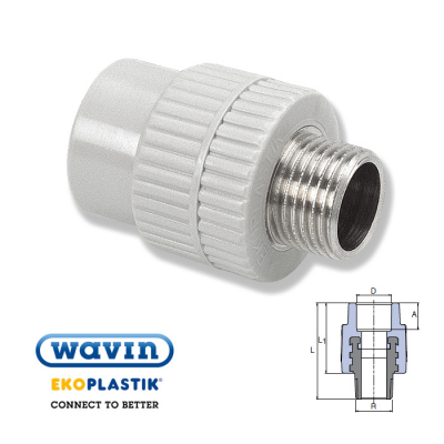 Wavin Ekoplastik Полипропиленовый переход с МРН 50x6/4 R(1 1/2 R)